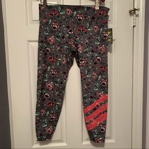 Grey Floral Compression Pants